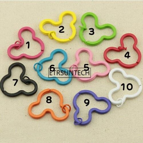 500pcs Candy Colors Mickey Head Metal DIY Key Chain Keyring With Tiny Loop For Best Gift