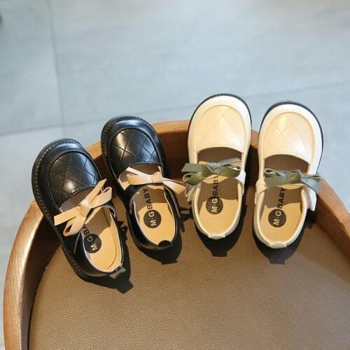 2021 New Girls Leather Shoes Casual Autumn Kids Dance Show Shoes Childrens Princess Flats Black White Size 21-30 Baby Footwear