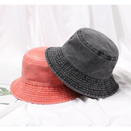 2020 New Fashion Retro Bucket Hat Foldable Cotton Fisherman Cap Denim Washed Hat Outdoor Sunscreen Cap Summer Casual Accessories
