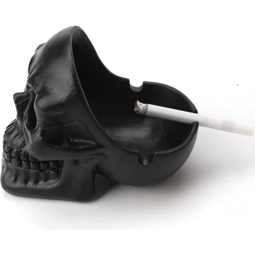 Skull Ashtray Tobacco Ash Box Sculpture Statue Container Decoration Retro Vintage Skull Home Office Bar Ornament Crafts Man Gift