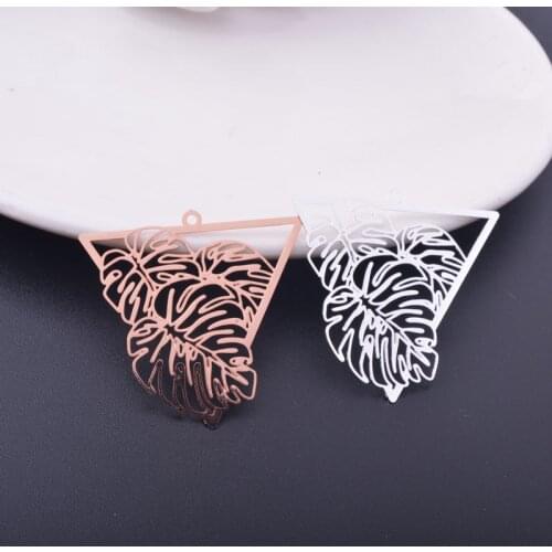 6pcs 32mm Rose Gold Color Monstera Leaf Leaf Charms