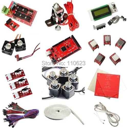 Complete 3D printer starter kits Ramps1.4,LCD2004,heatbed MK2a,Nema17 stepper motor,A4988 driver,Aluminium Plate