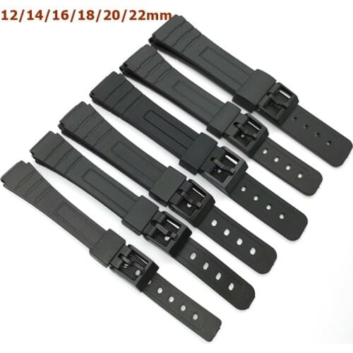 12mm 14mm 16mm 18mm 20mm 22mm Silicone Watch Strap Women Men Black Sport Diving Rubber Watchband for Casio Watch Accessories