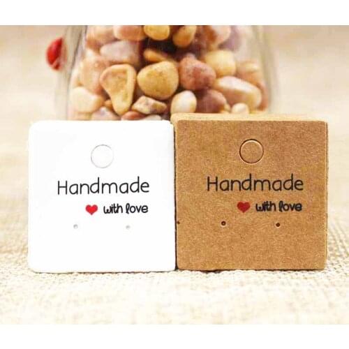 Pretty cute handmade stud earring package card diy brown/white cardboard earring display hang tag card 1000pcs per lot 3*3cm