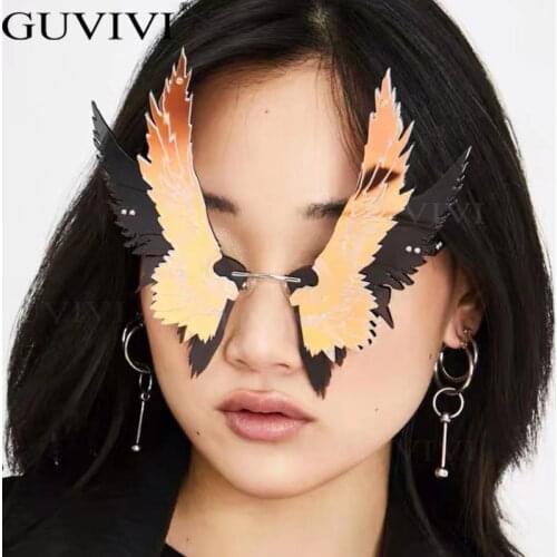 Oversized Rimless Sunglasses Women 2020 Steampunk Vintage Sunglasses Fashion Retro Sunglasses Men Gradient Eyewear Punk Ladies