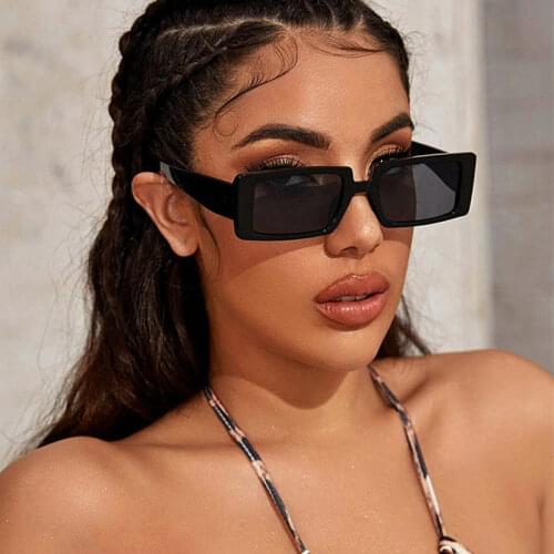 1PC Square Womens Sunglasses Vintage Driver Goggles Brand Small Rectangle Brown Lens Female Glasses for Men Retro Eyewear