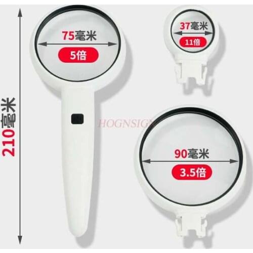 Magnifying equipment Hand-held magnifying glass with led light optical clear magnifying mirror stamp calligraphy and