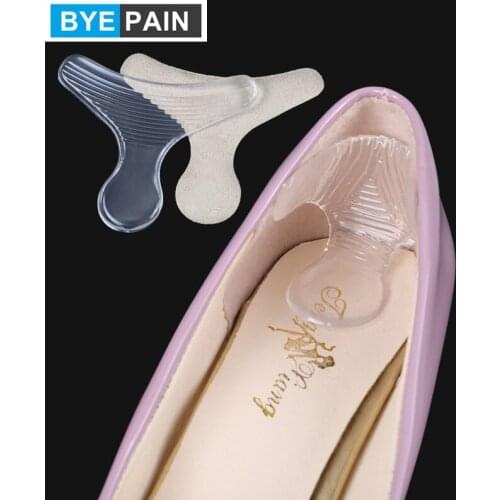 1 Pair BYEPAIN Silicone Soft Insert Heel Liner Grips T-type Thread High Heel Comfort Pads Feet Care Accessories