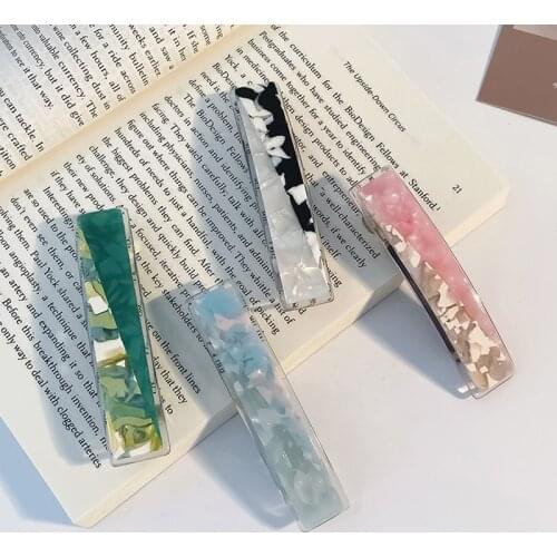 Vintage Acetate Rectangle Hairpins Hair Clips Solid Color Marble Print Side Clips Women Barrettes Hairgrips Hair Accessories