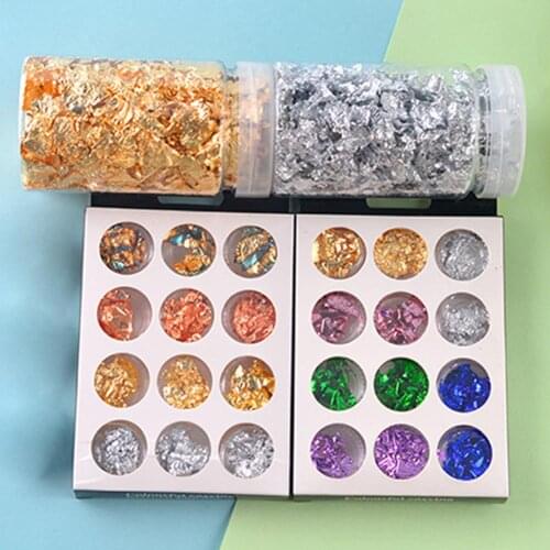 Golden Silver Foil Papers DIY UV Gel Sticker Epoxy Resin Jewelry Making Decor