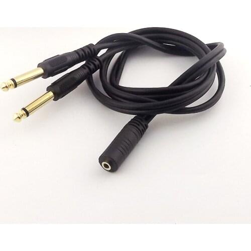 1pcs 3.5mm 1/8" Female Stereo to 2x 6.35mm 1/4" Mono Male Adapter Y Splitter Cable 1m/1.5m