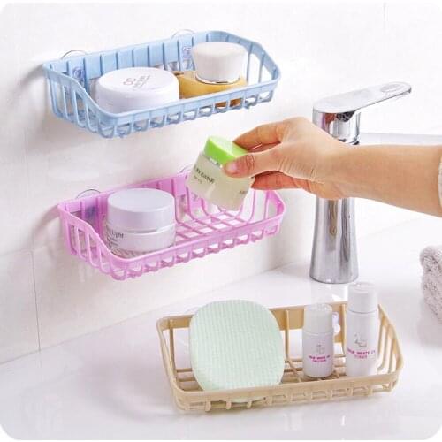 1PC PP Suction Cup Bathroom Plastic Drain Rack Sink Multi-functional Storage Sponge Holder Shelf Kitchen Organizer Make Up 50gB