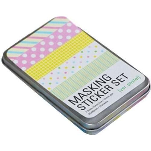 1pcs Vintage Iron Box Creative Rainbow Striper Journal Colorful Stickers Scrapbooking Cute Sticker Supplies Stationer Flake P9K4