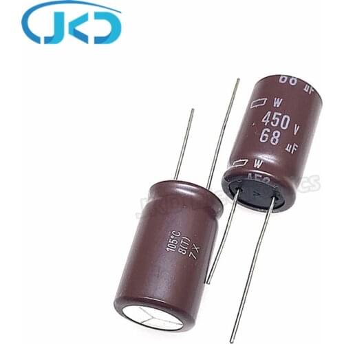 10pcs/Lot 68UF 450V Japan NCC W Series 16*25mm 85 ℃ Low ESR Long Life 450V68UF Aluminum Electrolytic Capacitor NIPPON CHEMI-CON