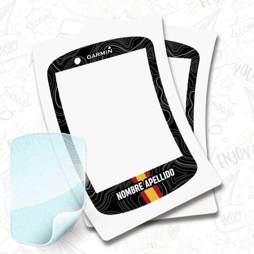 Spain flag type stickers for GARMIN 830 + BTT, customizable hydrogel PROTECTOR, 2 pcs