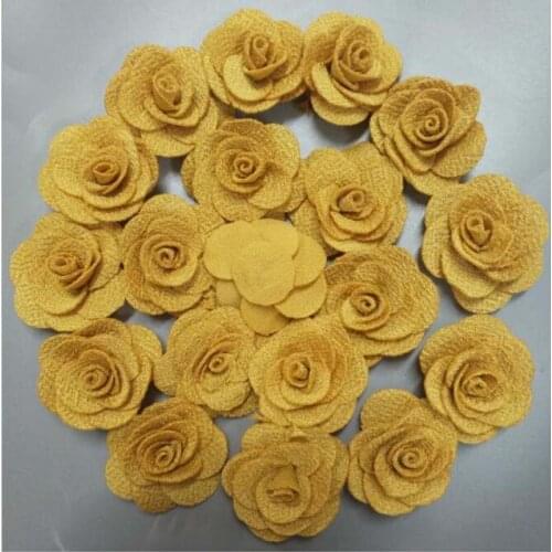 200Pieces Yellow Rose Handmade 2.5cm 3.5cm Fabric Rose Cotton Cloth Flowers Hand DIY Wedding Bouquet Flower Hair Accessories