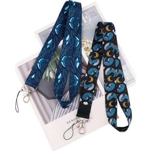 24pcs/lot MD1000 DMLSKY Cartoon Whale Lanyard Keychain keys Badge ID Mobile Phone Rope Lanyard With Card Holder Cover