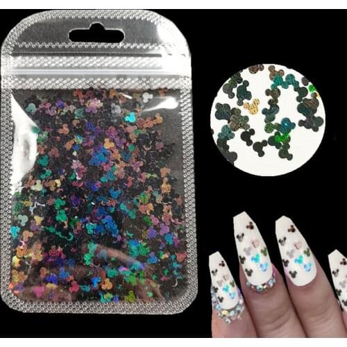 3g/1bag Ultrathin holographic Sequins Nail Art Glitter Paillette Cartoon head 3d Nail Decorations Manicure Accessories tools