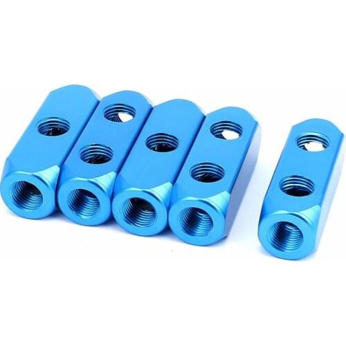 5Pcs 1/4"PT Pneumatic 2 Way Quick Connect Air Hose Manifold Block Splitte