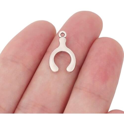 50 x Tibetan Silver Lucky Wishbone Charms Pendants Beads for Bracelet Jewelry Making Accessories 18x11mm