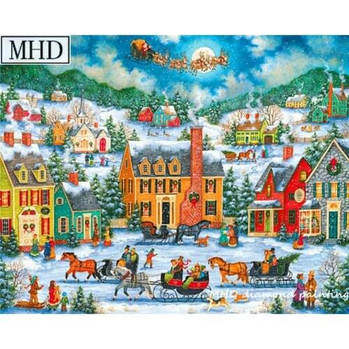 5D DIY Diamond Painting Christmas House Snow Decorative Painting for Home Decoration Artwork for 3D Diamond Embroidery Mosaic
