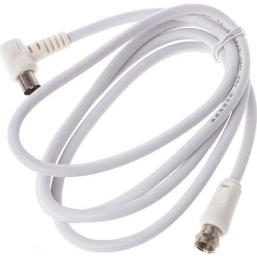 9.5mm White 90 Degrees Male To F Type Male Coaxial TV Satellite Antenna Cable