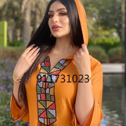 African Dresses for Women Summer African Women Long Sleeve Orange Color Long Dress Abaya for Women African Clothes Women