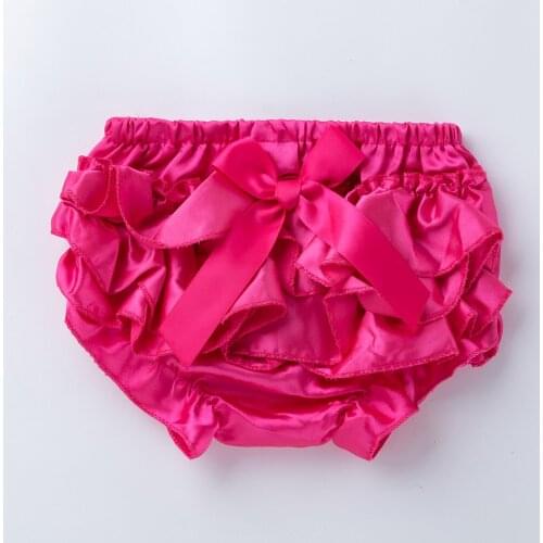 Baby Kids Girls Satin Ruffle Pp Shorts Lace Bowknot Girls Bloomers Shorts Infant Solid Color Fashion Summer Short Panties