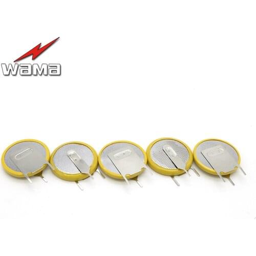 50pcs/lot CR2025 Button Cell Batteries 3V 3 Feet Welding Solder Pins 150mAh Bluetooth Watch Accessories 2025 Coin battery