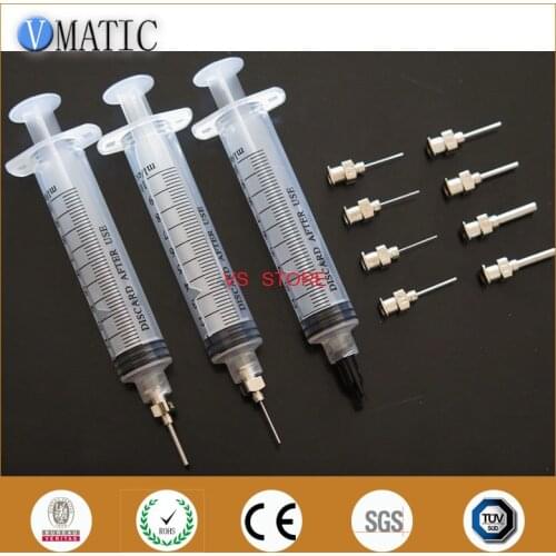 Free Shipping 10cc 10ml Plastic Syringe Smt Smd Pcb Solder Paste Adhesive Glue Liquid Dispenser Stainless Steel Needles