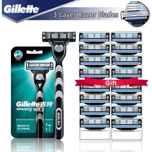 Gillette Mach 3 Shaver For Men Straight Razor Case Shaving Machine With Blades Safety Face Shave Cassettes Beard Shavette