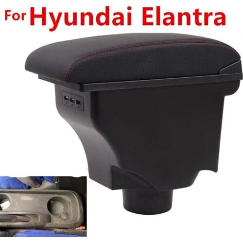 For Hyundai Elantra XD armrest box + 3USB Black Leather Center New Storage Box Modification