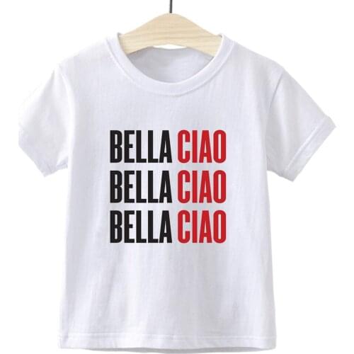 LA CASA DE PAPEL Short Sleeves T-Shirts for Boys Girls BELLA CIAO T Shirt Kids Harajuku Baby Girl Tops 3-12 Years TShirt