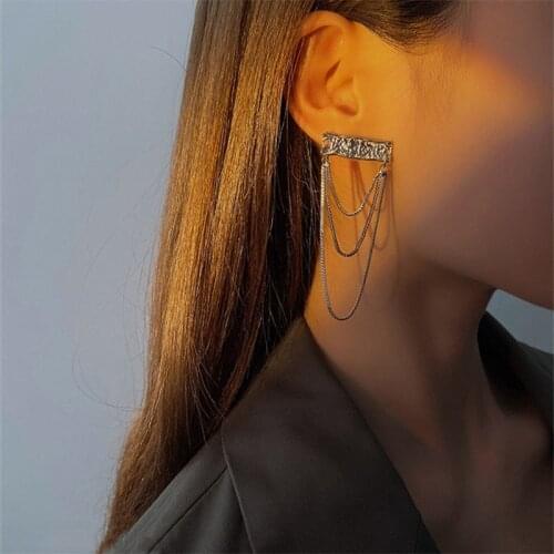 Hangzhi 2020 New Trendy Simple and Individual Design Sense Long Tassel Chain Metal Drop Earrings Jewelry for Women Girls