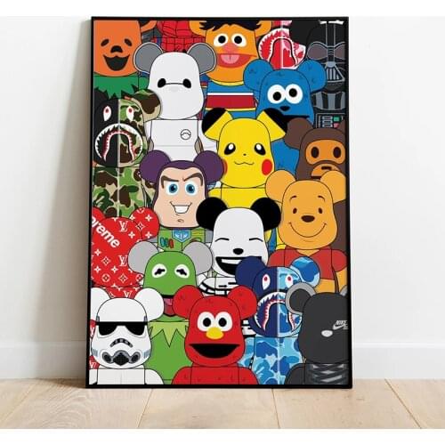 Canvas Poster Canvas Prints 2 Bear Bricks Art Print Two Bear Pop Moder Art Style New Original Figures Artwort Poster Wall Art