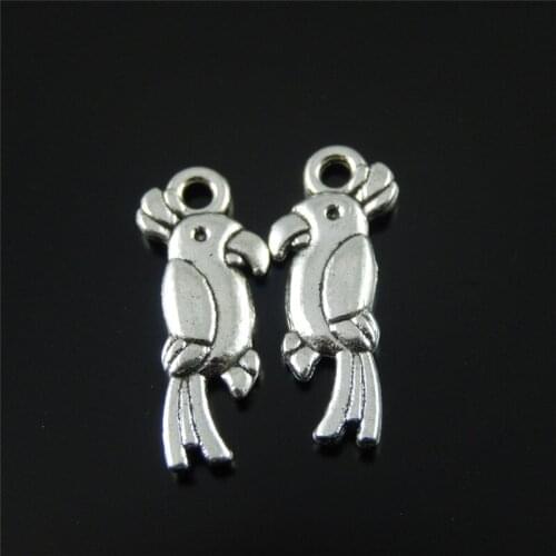 JulieWang 10-100PCS Parrot Birds Charms Alloy Antique Silver Color Pendant Necklace Bracelet Jewelry Making Handmade Accessory