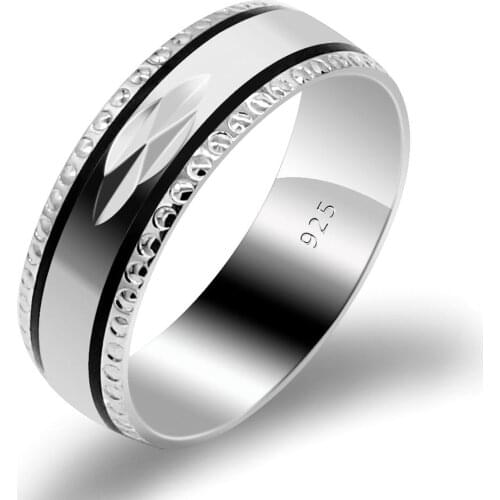 Couple Ring 925 Sterling Silver For Men Women Unisex Simple Classic Finger Ring to Couples Lovers Wedding Engagement Jewelry