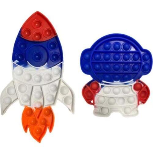 Astronaut Rocket Type Silicone Decompression Push Pop Bubble Sensory Fidget Autism Squishy Stress Reliever Toys Adult Kid Pop F