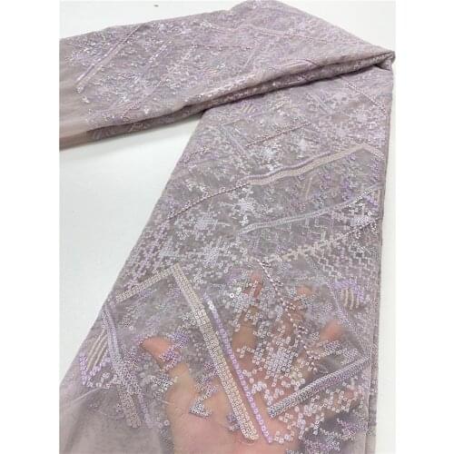 2021 African Sequin Lace Fabric Nigeria Embroidery Mesh Lace Fabric Bridal High Quality French Tulle Lace Fabric 4094B-2