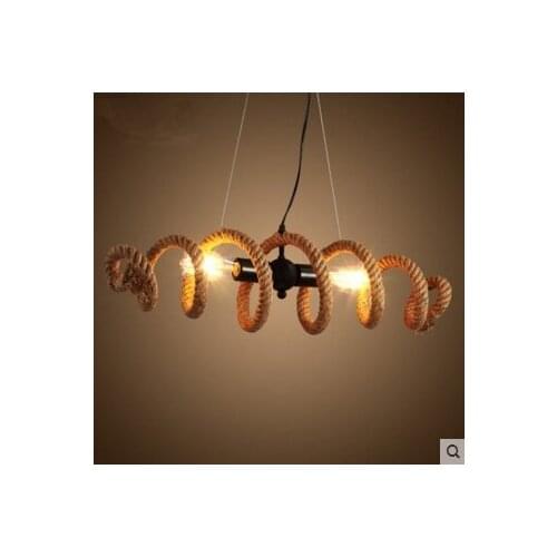 Loft Led E27 Edison Bulb, Wrought Iron pipe Hemp Rope Pendant or Ceiling Lamp Retro Bar Cafe American Country industrial Light