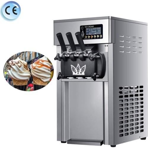 New Type Ice Cream Machine Stainless Steel Three-color Ice Cream Machine Portable Desktop Soft Ice Cream Machine