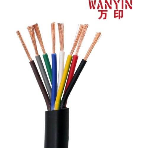 PVC multi-core cable black 22AWG 0.3MM RVV 2/3/4/5/6/7/8/10/12/14/16/20/24 core control signal line copper wire