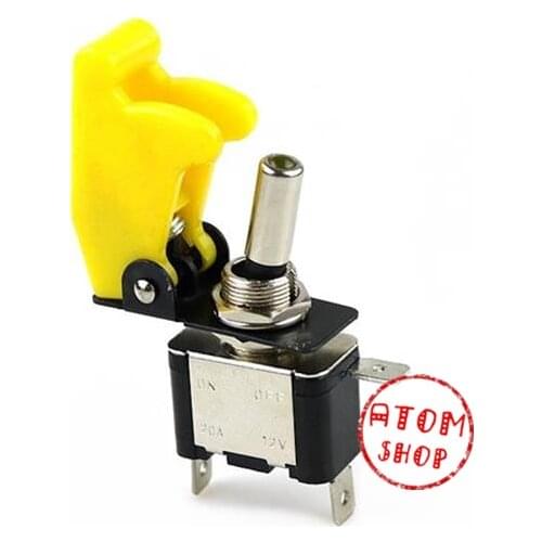 2018 New 12V 20A Illuminated LED Toggle Switch Control ON/OFF + Aircraft Missile Style Flip Up Cover yellow SS