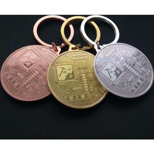 2021 Newest Bitcoin Keychain Bit Coin Coin Pendant Key Chain Women and Men Jewelry Collection Gift