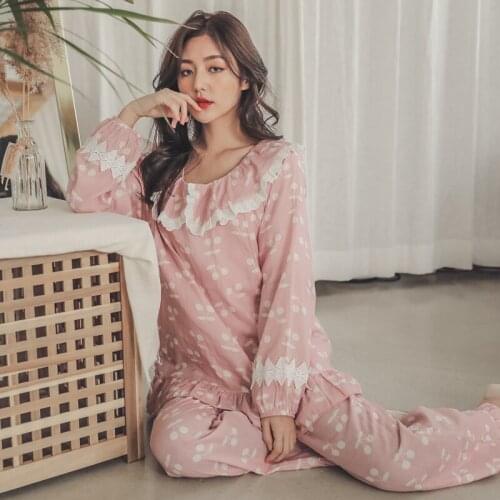 New 2 PCS Set Cotton Maternity Nursing Nightwear Spring Fashion Sleepwear for Pregnant Women Autumn Prenatal+Postnatal Pajamas