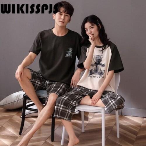 2021 Summer New Cotton Pajamas Womens Lovely Comfortable Home Clothes Couple Suit Pajamas for Teen Girls