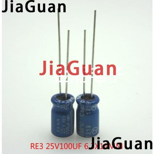 50pcs NEW ELNA RE3 25V100UF 6.3X11MM audio electrolytic capacitor 100uF/25V blue robe 100UF 25V