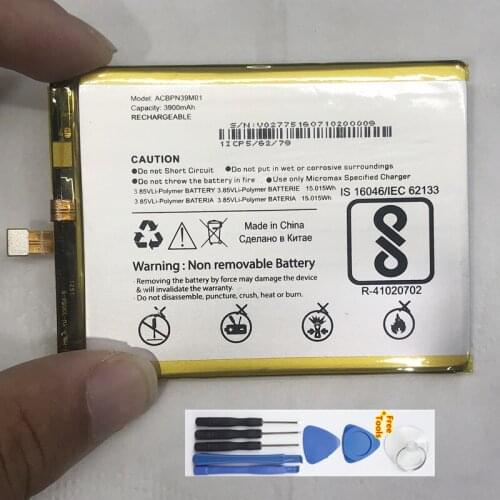 New 3900mAh/15.015Wh 3.85V ACBPN39M01 Battery for Micromax Canvas Juice 4 Q465 Li-ion Polymer Cell Phone Batterie+Tools
