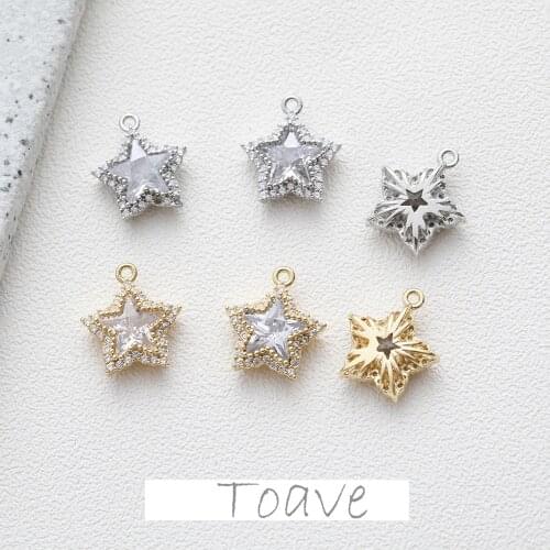 14K Plating Real Gold Color Preserving Copper Inlaid Zircon Rhinestone Pendant diy Necklace Bracelet Earring Pendant Accessories