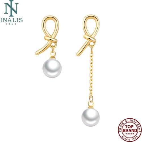 INALIS Drop Earrings For Women Imitation Pearl Pendant Earring Knot Shape Link Chain Fit Party Fashion Jewelry Gift New Hot Sale